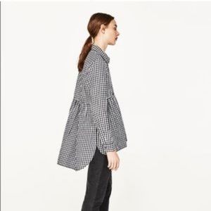 Zara woman gingham babydoll top